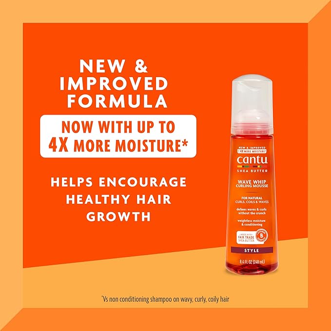Cantu Wave Whip Curling Mousse – Espuma Moldeadora para Ondas y Rizos (248 ml / 8.4 fl oz)
