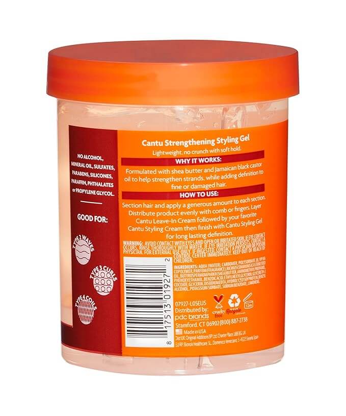 Cantu Jamaican Black Castor Oil Strengthening Styling Gel – Gel Fortalecedor con Aceite de Ricino Negro Jamaicano (524 ml / 18,5 fl oz)