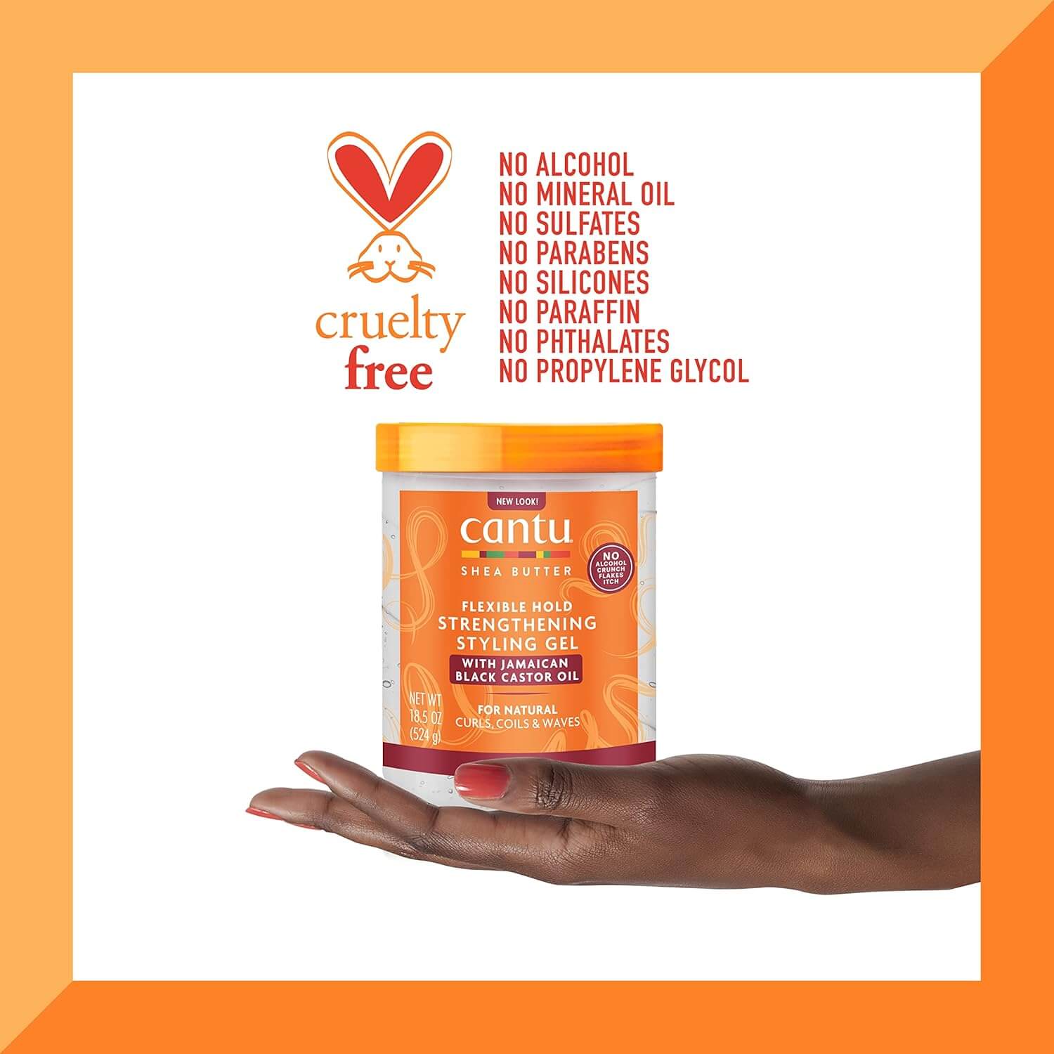 Cantu Jamaican Black Castor Oil Strengthening Styling Gel – Gel Fortalecedor con Aceite de Ricino Negro Jamaicano (524 ml / 18,5 fl oz)
