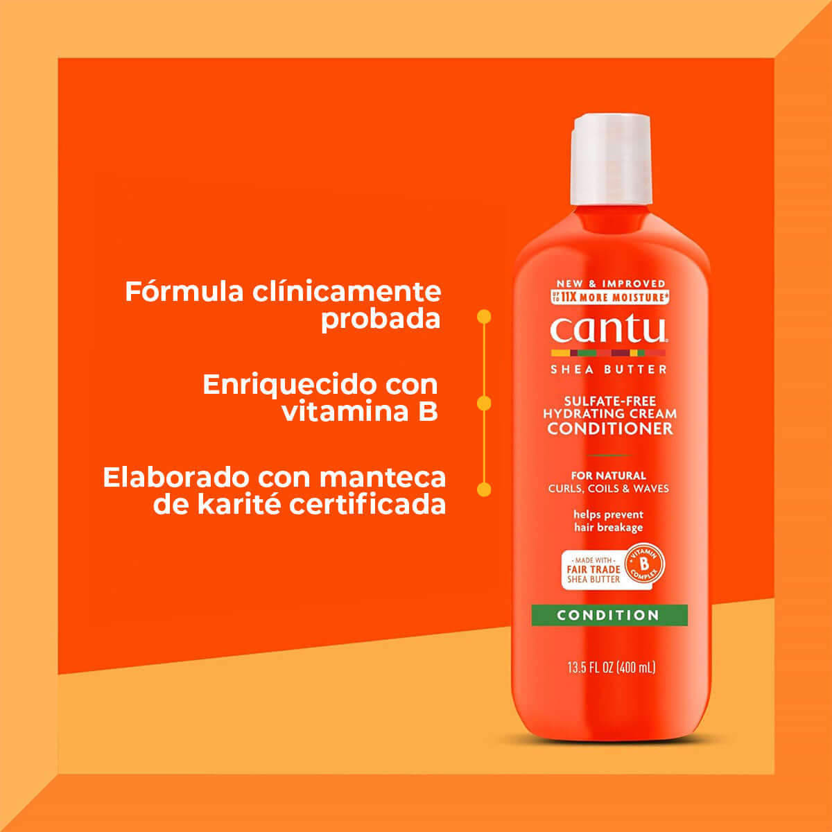 Cantu Sulfate-Free Hydrating Cream Conditioner – Acondicionador Hidratante sin Sulfatos para Rizos (400 ml)